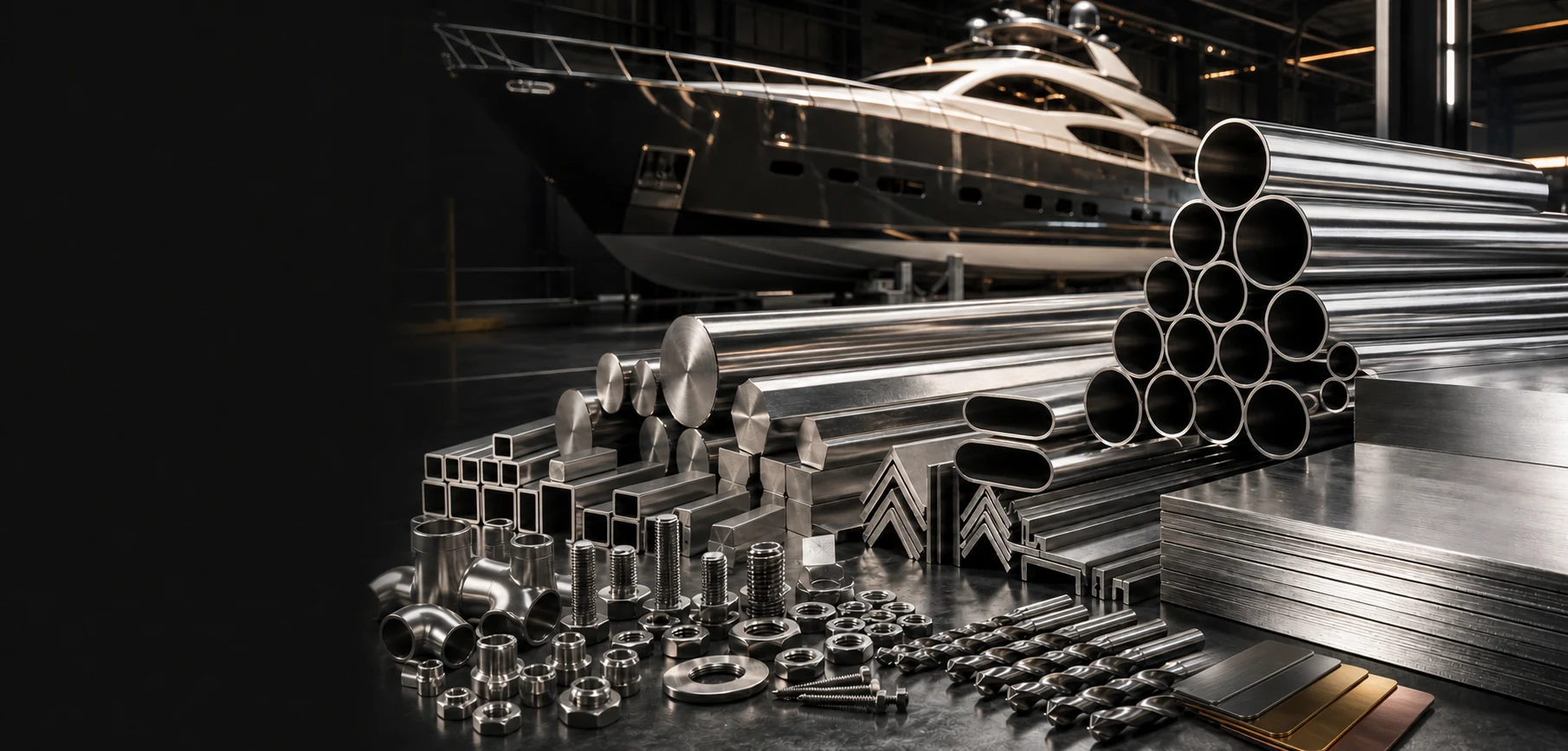 Tekne ve motor yat üretimi için paslanmaz boru profil sac çubuk lama fittings ve hırdavat